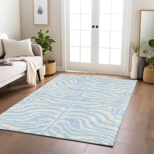Homeroots 3' Artichoke Green And Ivory Animal Print Washable Area Rug For Indoor Or Outdoor Use, Durable Style 10' X 14' Polyester 600659