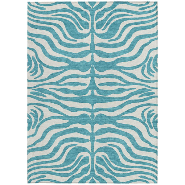 Homeroots 3' Artichoke Green And Ivory Animal Print Washable Area Rug For Indoor Or Outdoor Use, Durable Style 8' X 10' Polyester 600663