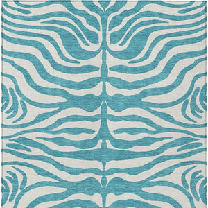 Homeroots 3' Artichoke Green And Ivory Animal Print Washable Area Rug For Indoor Or Outdoor Use, Durable Style 8' X 10' Polyester 600663