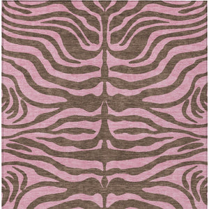 Homeroots 3' Animal Print Indoor Outdoor Area Rug - Stylish Brown And Pink Design, Washable & Durable Comfort 3' X 5' Polyester 600666
