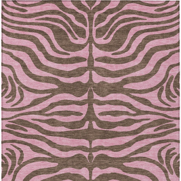 Homeroots 3' Animal Print Indoor Outdoor Area Rug - Stylish Brown And Pink Design, Washable & Durable Comfort 3' X 5' Polyester 600666