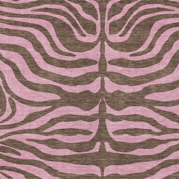 Homeroots 3' Animal Print Indoor Outdoor Area Rug - Stylish Brown And Pink Design, Washable & Durable Comfort 5' X 8' Polyester 600667