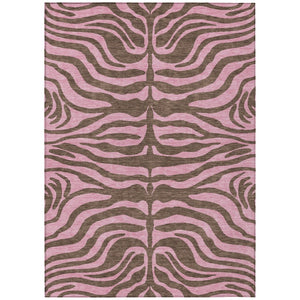 HomeRoots 5' Stylish Brown and Pink Animal Print Area Rug - Washable, Durable, Perfect for Indoor and Outdoor Use 8' X 10' 600669