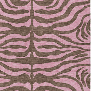 Homeroots 3' Animal Print Indoor Outdoor Area Rug - Stylish Brown And Pink Design, Washable & Durable Comfort 8' X 10' Polyester 600669