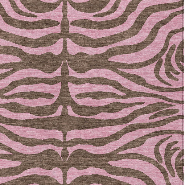 Homeroots 3' Animal Print Indoor Outdoor Area Rug - Stylish Brown And Pink Design, Washable & Durable Comfort 8' X 10' Polyester 600669