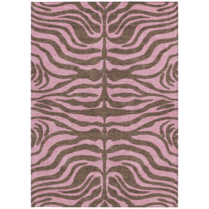 Homeroots 3' Animal Print Indoor Outdoor Area Rug - Stylish Brown And Pink Design, Washable & Durable Comfort 9' X 12' Polyester 600670