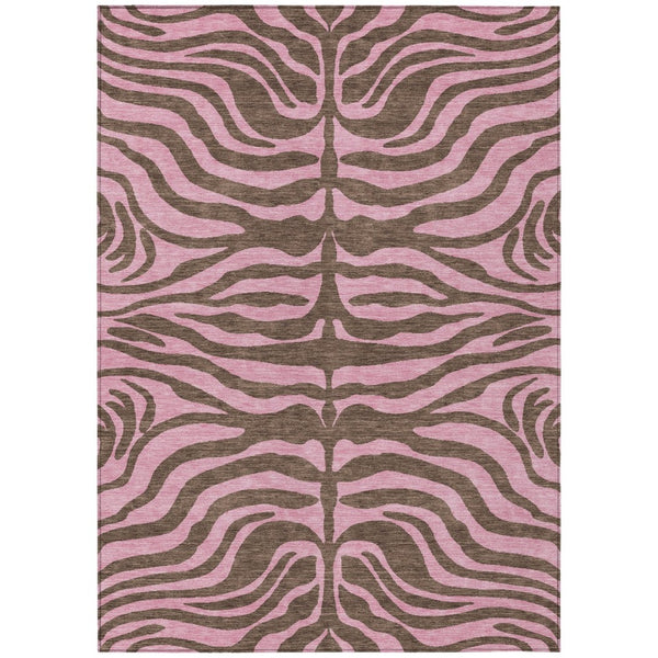 HomeRoots 5' Stylish Brown and Pink Animal Print Area Rug - Washable, Durable, Perfect for Indoor and Outdoor Use 10' X 14' 600671