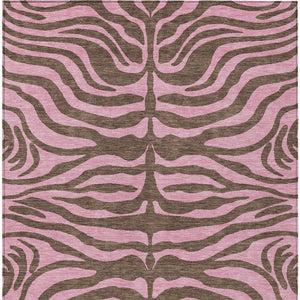 Homeroots 3' Animal Print Indoor Outdoor Area Rug - Stylish Brown And Pink Design, Washable & Durable Comfort 10' X 14' Polyester 600671