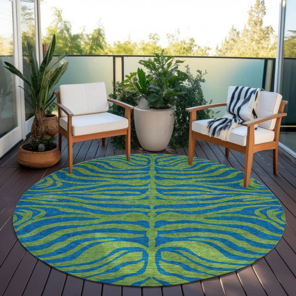 Homeroots 3' Animal Print Indoor Outdoor Area Rug - Stylish Brown And Pink Design, Washable & Durable Comfort 8' Round Polyester 600674