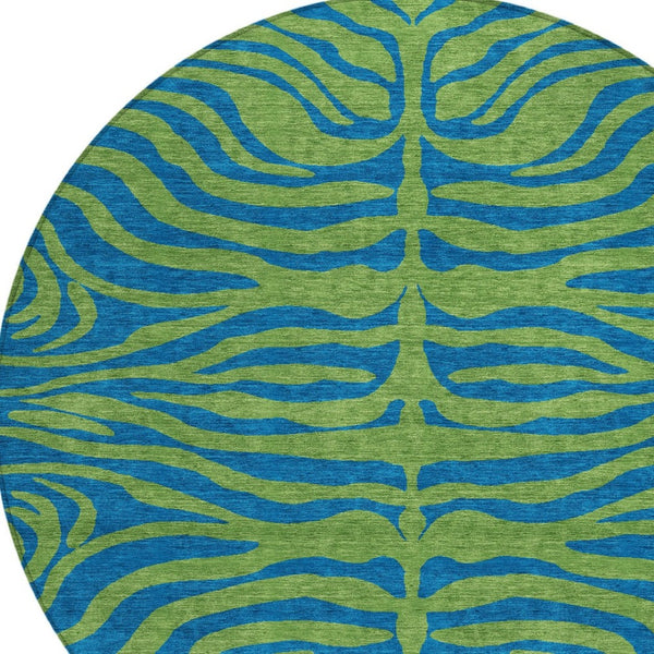 Homeroots 3' Animal Print Indoor Outdoor Area Rug - Stylish Brown And Pink Design, Washable & Durable Comfort 8' Round Polyester 600674