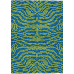 HomeRoots 9' X 12' Vibrant Green and Teal Animal Print Area Rug - Washable, Durable, Indoor/Outdoor Decor 600676