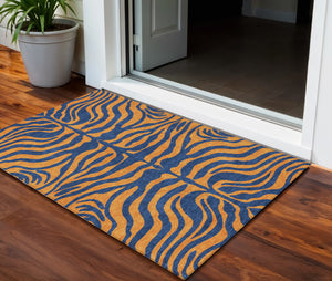 Homeroots 3' Animal Print Indoor Outdoor Area Rug - Stylish Brown And Pink Design, Washable & Durable Comfort 3' X 5' Polyester 600678