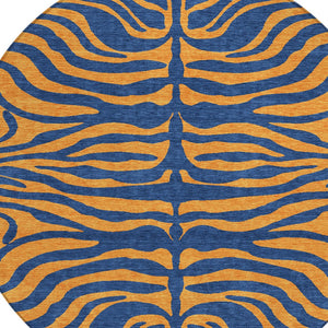 Homeroots 3' Animal Print Indoor Outdoor Area Rug - Stylish Brown And Pink Design, Washable & Durable Comfort 8' Round Polyester 600680