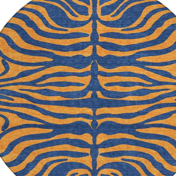 Homeroots 3' Animal Print Indoor Outdoor Area Rug - Stylish Brown And Pink Design, Washable & Durable Comfort 8' Round Polyester 600680