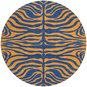 Homeroots 3' Animal Print Indoor Outdoor Area Rug - Stylish Brown And Pink Design, Washable & Durable Comfort 8' Round Polyester 600680