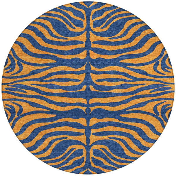 Homeroots 3' Animal Print Indoor Outdoor Area Rug - Stylish Brown And Pink Design, Washable & Durable Comfort 8' Round Polyester 600680