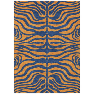 HomeRoots 5' Navy Blue and Pink Animal Print Area Rug - Durable, Washable Indoor/Outdoor Design for Modern Spaces 8' X 10' 600681