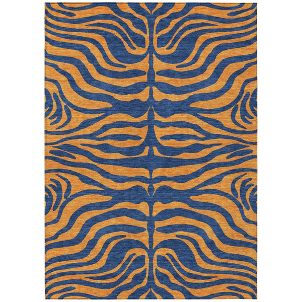 HomeRoots 5' Navy Blue and Pink Animal Print Area Rug - Durable, Washable Indoor/Outdoor Design for Modern Spaces 10' X 14' 600683