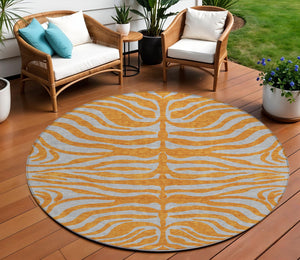 Homeroots 3' Animal Print Indoor Outdoor Area Rug - Stylish Brown And Pink Design, Washable & Durable Comfort 8' Round Polyester 600686