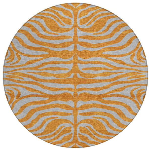 HomeRoots 5' Copper and Gray Animal Print Indoor Outdoor Area Rug - Durable, Washable, Stylish Décor Solution 8' Round 600686