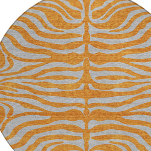 Homeroots 3' Animal Print Indoor Outdoor Area Rug - Stylish Brown And Pink Design, Washable & Durable Comfort 8' Round Polyester 600686