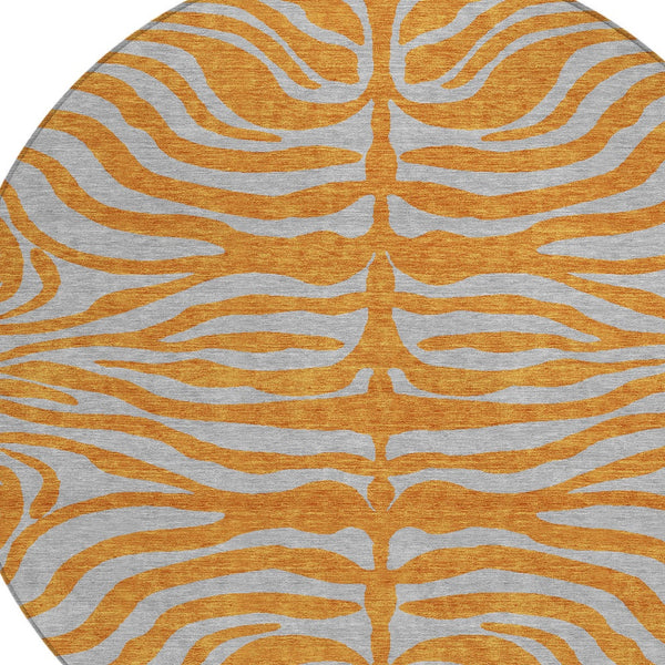 Homeroots 3' Animal Print Indoor Outdoor Area Rug - Stylish Brown And Pink Design, Washable & Durable Comfort 8' Round Polyester 600686