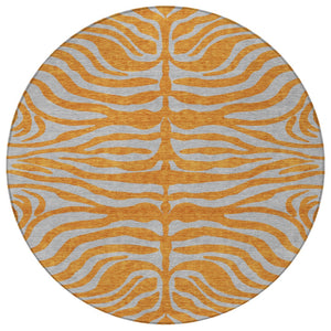 Homeroots 3' Animal Print Indoor Outdoor Area Rug - Stylish Brown And Pink Design, Washable & Durable Comfort 8' Round Polyester 600686
