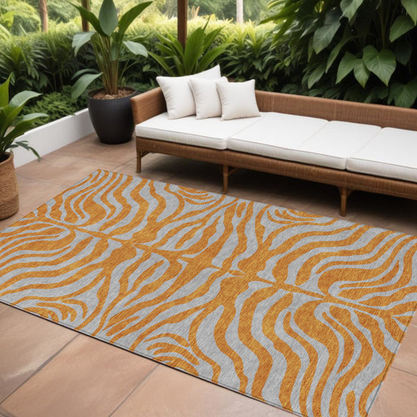 Homeroots 3' Animal Print Indoor Outdoor Area Rug - Stylish Brown And Pink Design, Washable & Durable Comfort 10' X 14' Polyester 600689
