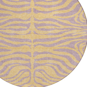 Homeroots 3' Animal Print Indoor Outdoor Area Rug - Stylish Brown And Pink Design, Washable & Durable Comfort 8' Round Polyester 600692