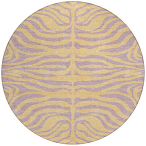 Homeroots 3' Animal Print Indoor Outdoor Area Rug - Stylish Brown And Pink Design, Washable & Durable Comfort 8' Round Polyester 600692