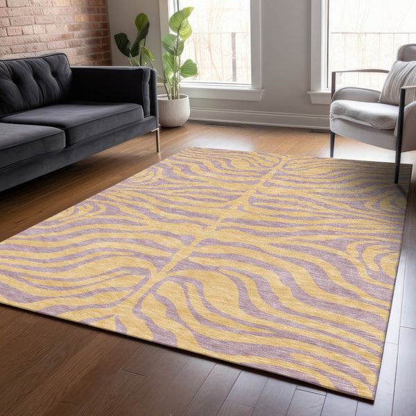 Homeroots 3' Animal Print Indoor Outdoor Area Rug - Stylish Brown And Pink Design, Washable & Durable Comfort 9' X 12' Polyester 600694