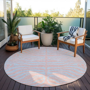 Homeroots 3' Animal Print Indoor Outdoor Area Rug - Stylish Brown And Pink Design, Washable & Durable Comfort 8' Round Polyester 600698