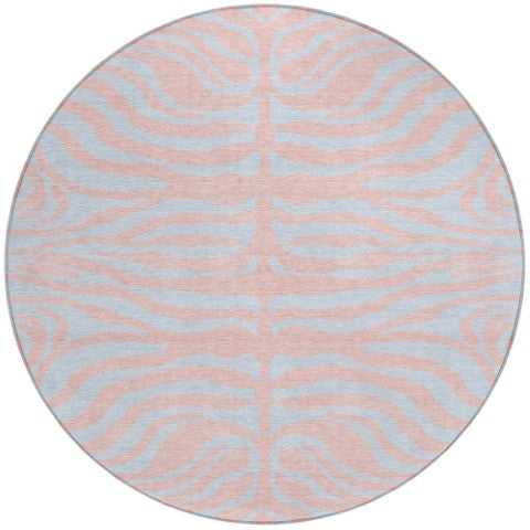 Homeroots 3' Animal Print Indoor Outdoor Area Rug - Stylish Brown And Pink Design, Washable & Durable Comfort 8' Round Polyester 600698