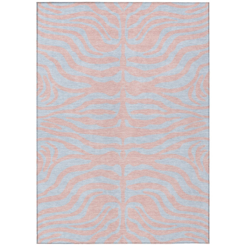 HomeRoots 9' X 12' Pink and Gray Animal Print Area Rug - Washable, Stylish, Durable for Indoor & Outdoor Use 600700
