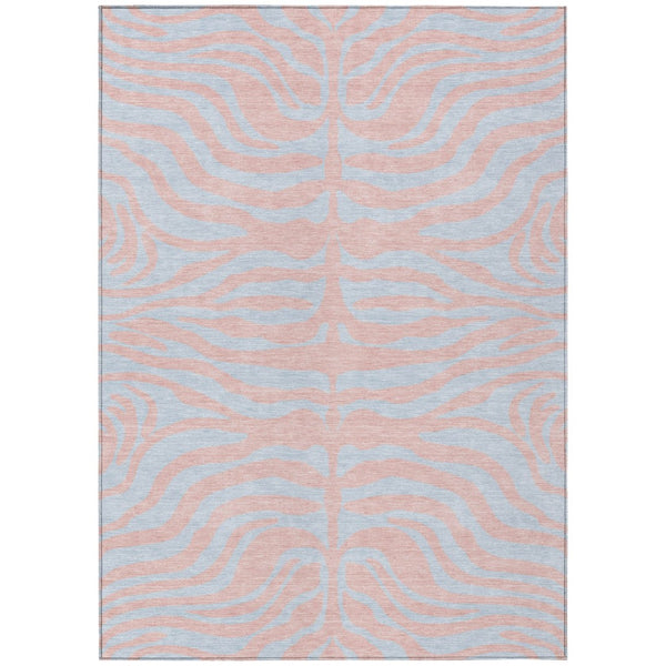 HomeRoots 5' Playful Pink and Gray Animal Print Washable Area Rug for Indoor Outdoor Spaces - Durable Design 10' X 14' 600701