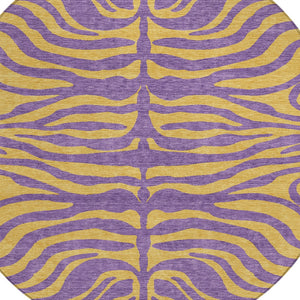 Homeroots 3' Animal Print Indoor Outdoor Area Rug - Stylish Brown And Pink Design, Washable & Durable Comfort 8' Round Polyester 600704