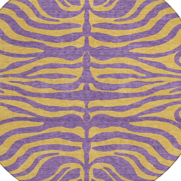 Homeroots 3' Animal Print Indoor Outdoor Area Rug - Stylish Brown And Pink Design, Washable & Durable Comfort 8' Round Polyester 600704