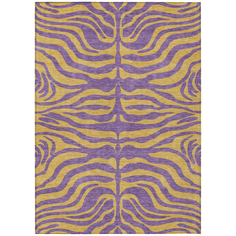 HomeRoots 9' X 12' Stylish Purple & Copper Animal Print Washable Area Rug for Indoor/Outdoor Versatility 600706