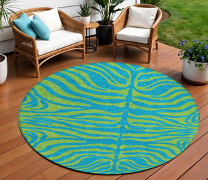 Homeroots 3' Animal Print Indoor Outdoor Area Rug - Stylish Brown And Pink Design, Washable & Durable Comfort 8' Round Polyester 600710