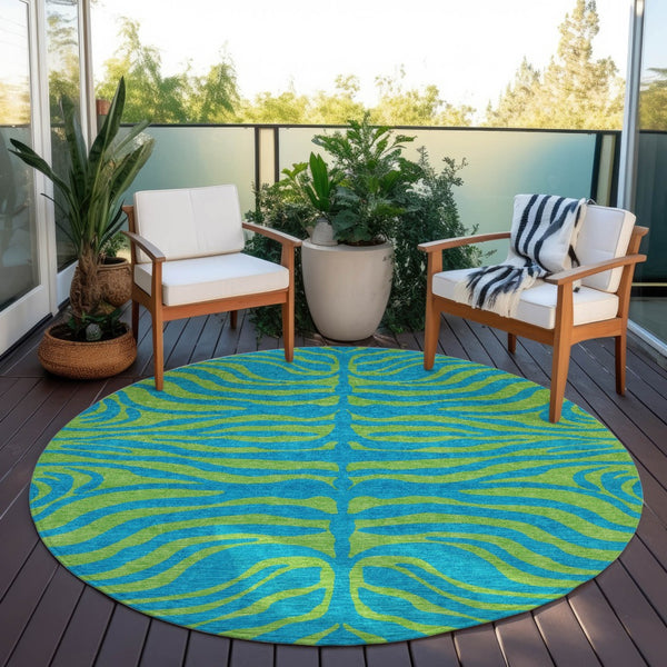 Homeroots 3' Animal Print Indoor Outdoor Area Rug - Stylish Brown And Pink Design, Washable & Durable Comfort 8' Round Polyester 600710