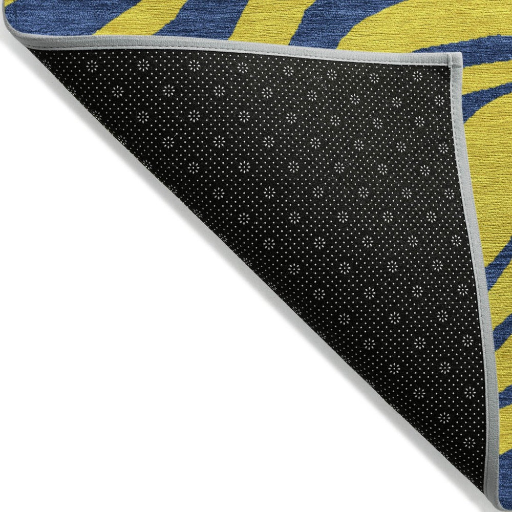 HomeRoots 5' Playful Yellow and Blue Animal Print Washable Area Rug for Indoor and Outdoor Spaces 5' X 8' 600715
