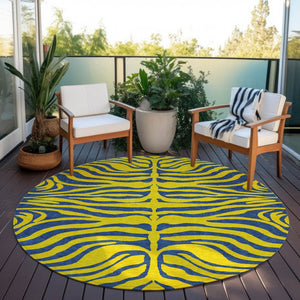 Homeroots 3' Animal Print Indoor Outdoor Area Rug - Stylish Brown And Pink Design, Washable & Durable Comfort 8' Round Polyester 600716