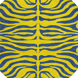 Homeroots 3' Animal Print Indoor Outdoor Area Rug - Stylish Brown And Pink Design, Washable & Durable Comfort 8' Round Polyester 600716