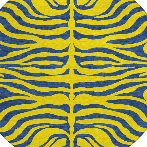 Homeroots 3' Animal Print Indoor Outdoor Area Rug - Stylish Brown And Pink Design, Washable & Durable Comfort 8' Round Polyester 600716