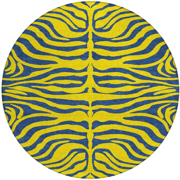 Homeroots 3' Animal Print Indoor Outdoor Area Rug - Stylish Brown And Pink Design, Washable & Durable Comfort 8' Round Polyester 600716