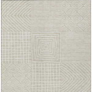 Homeroots 3' Beige And Ivory Geometric Washable Area Rug – Durable Indoor Outdoor Comfort For Any Space 5' X 8' Polyester 600721