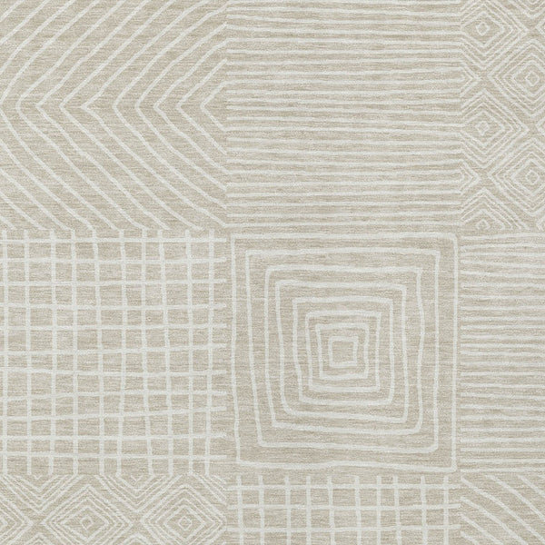 Homeroots 3' Beige And Ivory Geometric Washable Area Rug – Durable Indoor Outdoor Comfort For Any Space 5' X 8' Polyester 600721