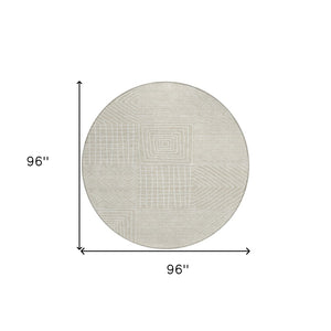 Homeroots 3' Beige And Ivory Geometric Washable Area Rug – Durable Indoor Outdoor Comfort For Any Space 8' Round Polyester 600722