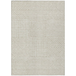 HomeRoots 9' X 12' Beige and Ivory Geometric Washable Area Rug – Durable, Versatile, Indoor/Outdoor Use, Easy Care 600724