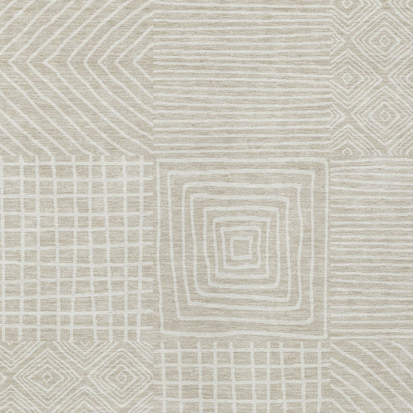 Homeroots 3' Beige And Ivory Geometric Washable Area Rug – Durable Indoor Outdoor Comfort For Any Space 9' X 12' Polyester 600724